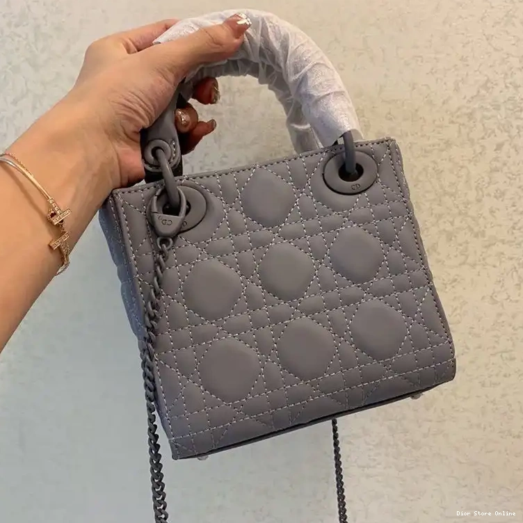 Cheap Cannage Mini Grey Ultramatte Bag Lady Dior Calfskin 0407 Hot Sale